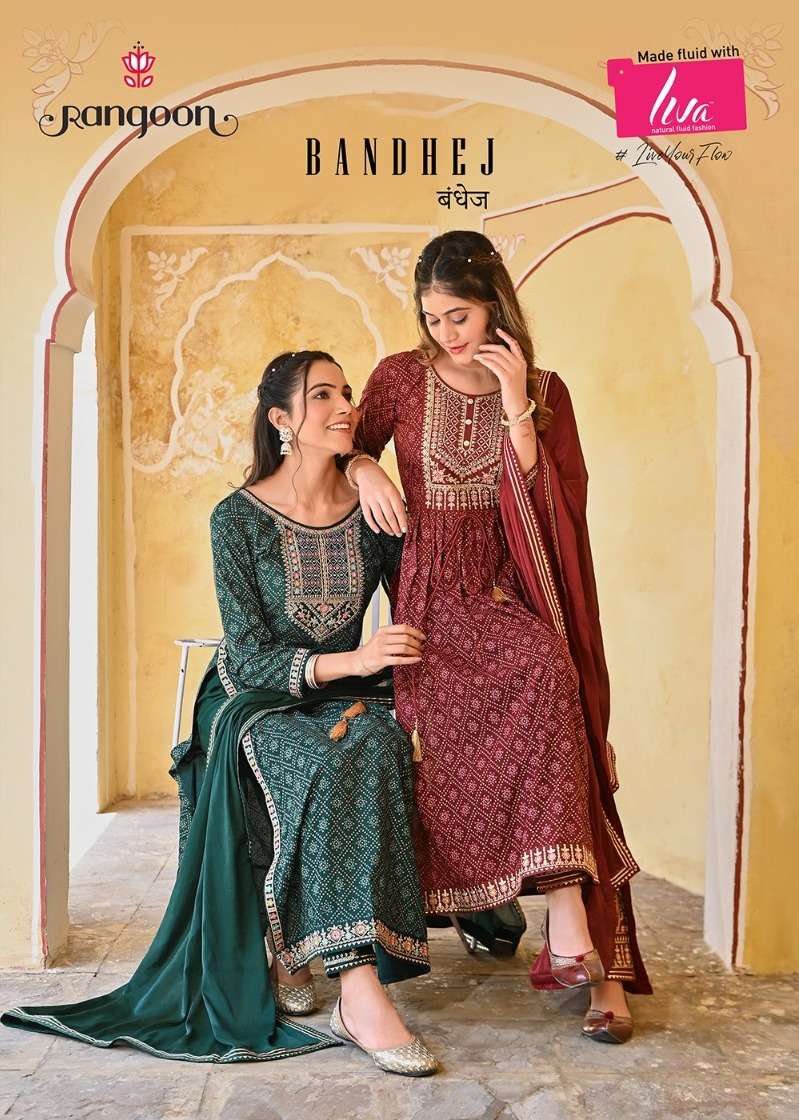rangoon bandhej readymade bandhani print nayra style salwar kameez