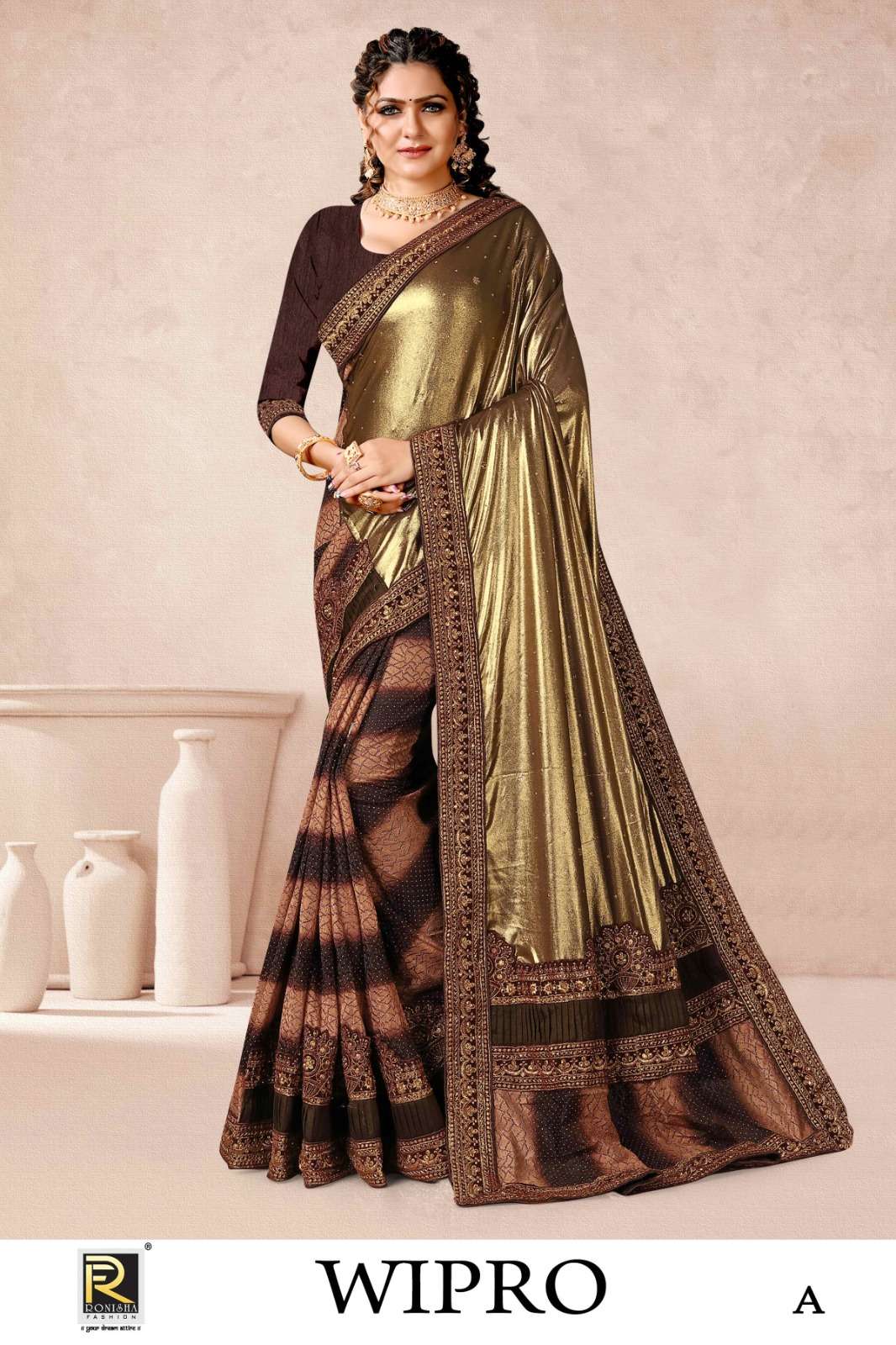 Ranjna by Wipro fabric imported lycra  fancy stone worked  fancy designer exclusive saree collection