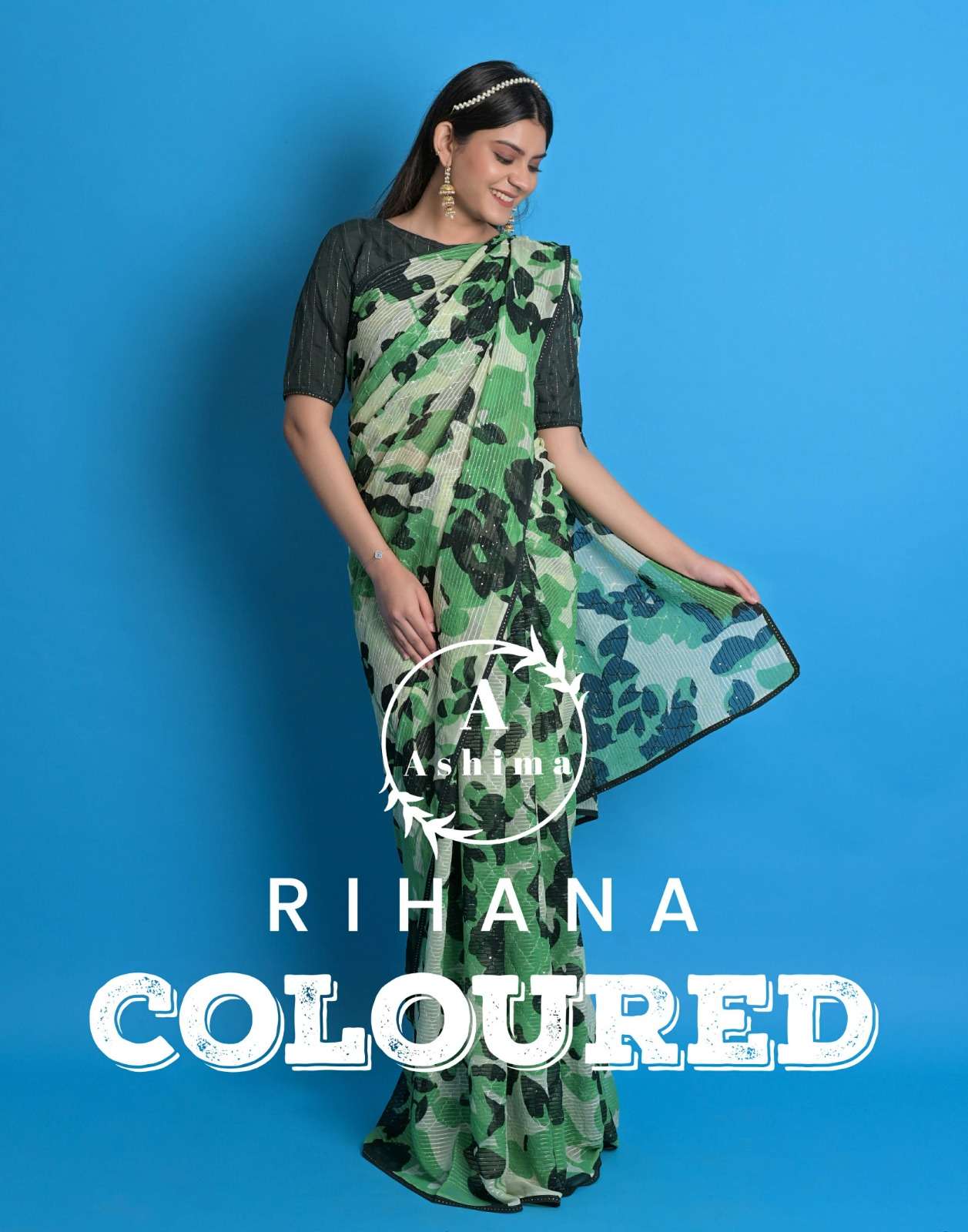 rihanaaaa coloured by ashima color print amazing sarees collection  
