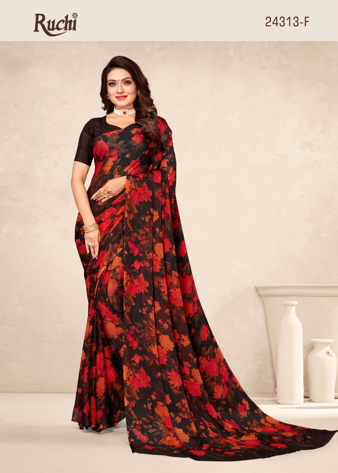 ruchi star chiffon 24313 designer flower printed saree collection 