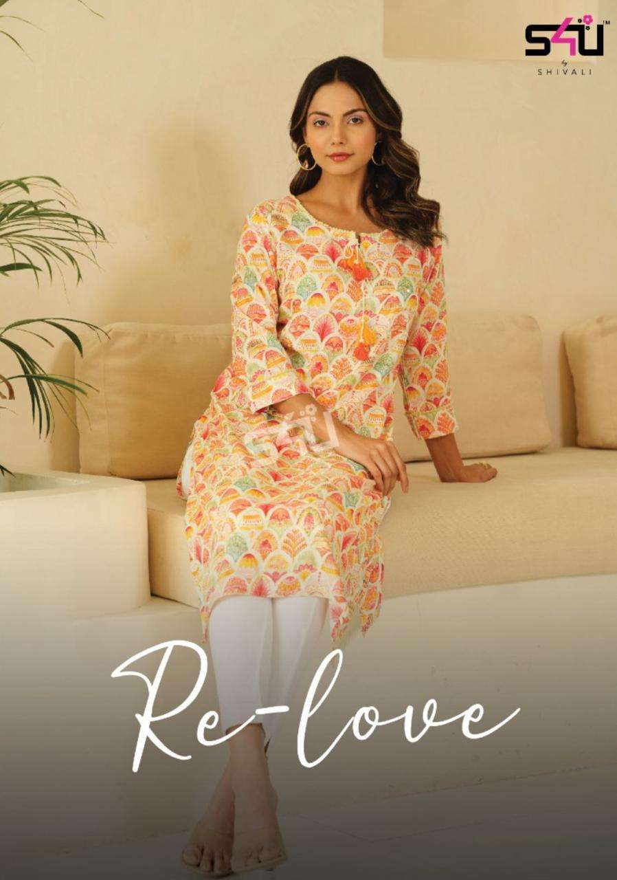 s4u shivali present re-love designer print summer casual wear kurtis collection 