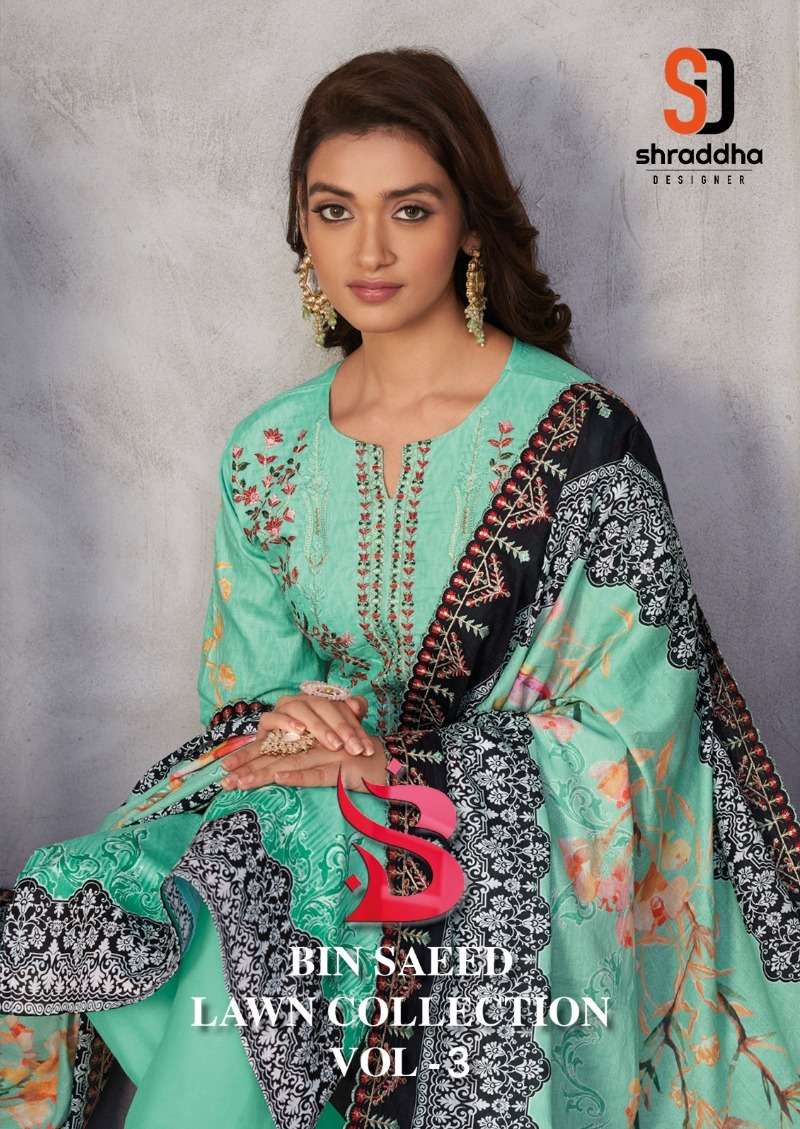 shraddha designer bin saeed lawn collection vol 3 printed pakistani suit collection 