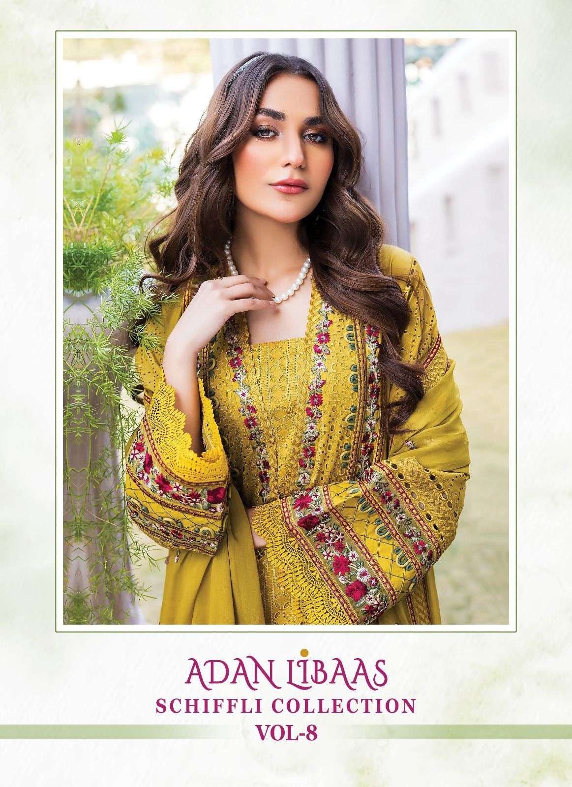 shree fabs adan libaas schiffli collection vol 8 self embroidered amazing pakistani suit 