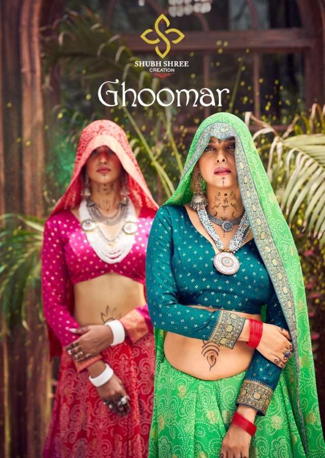 shubh shree creation ghoomar 1001-1009 designer traditional bandhej sarees