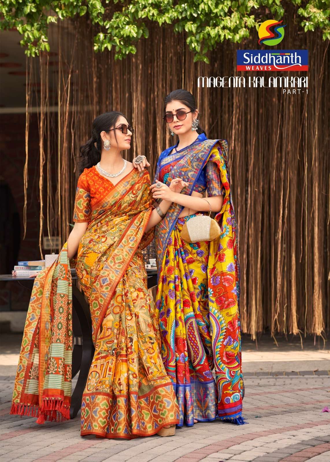 siddhanth weaves magenta kalamkari vol 1 fabulous printed party wear saree collection