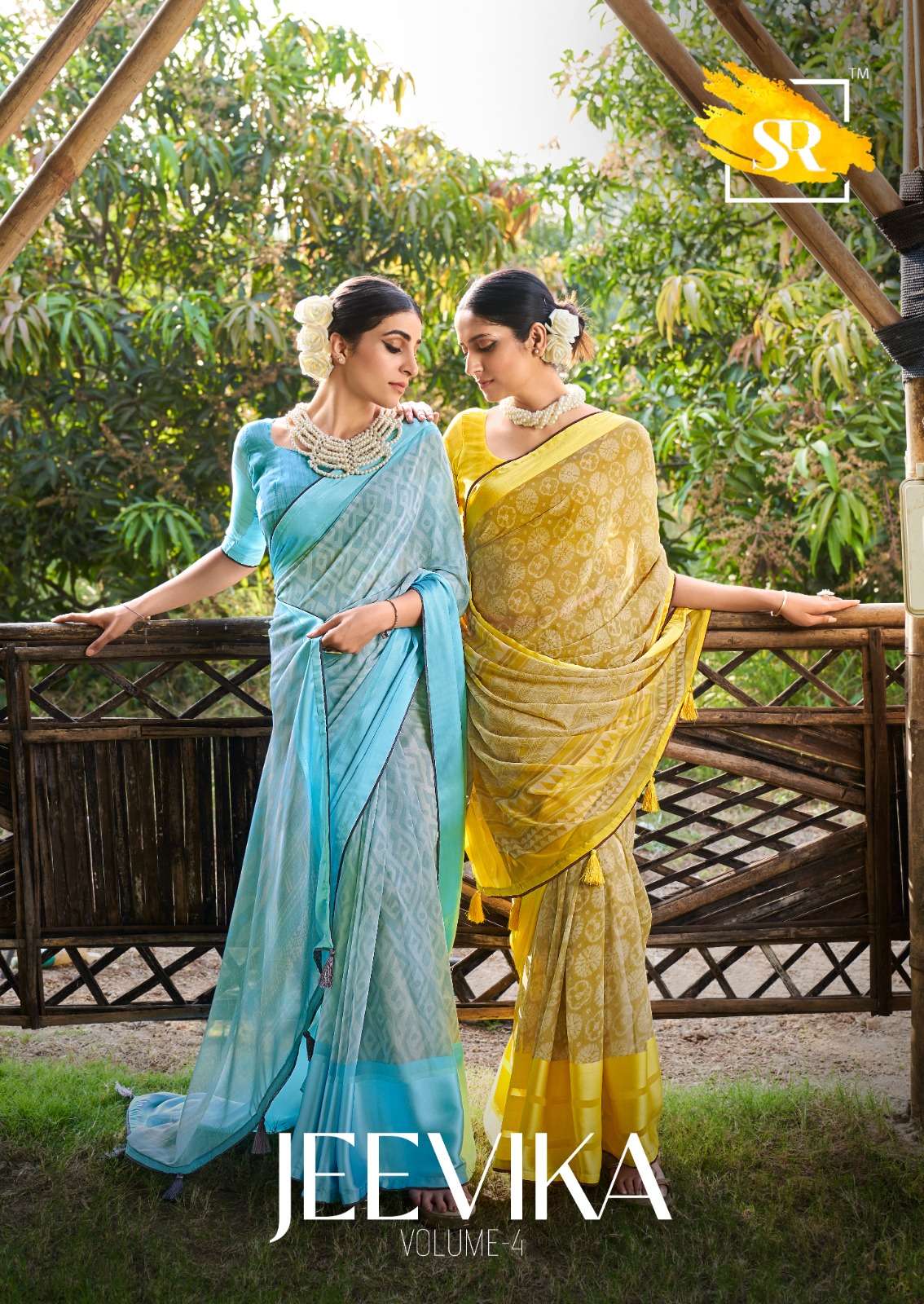 sr saree present jeevika vol 4 fancy weightless satin border saris collection 