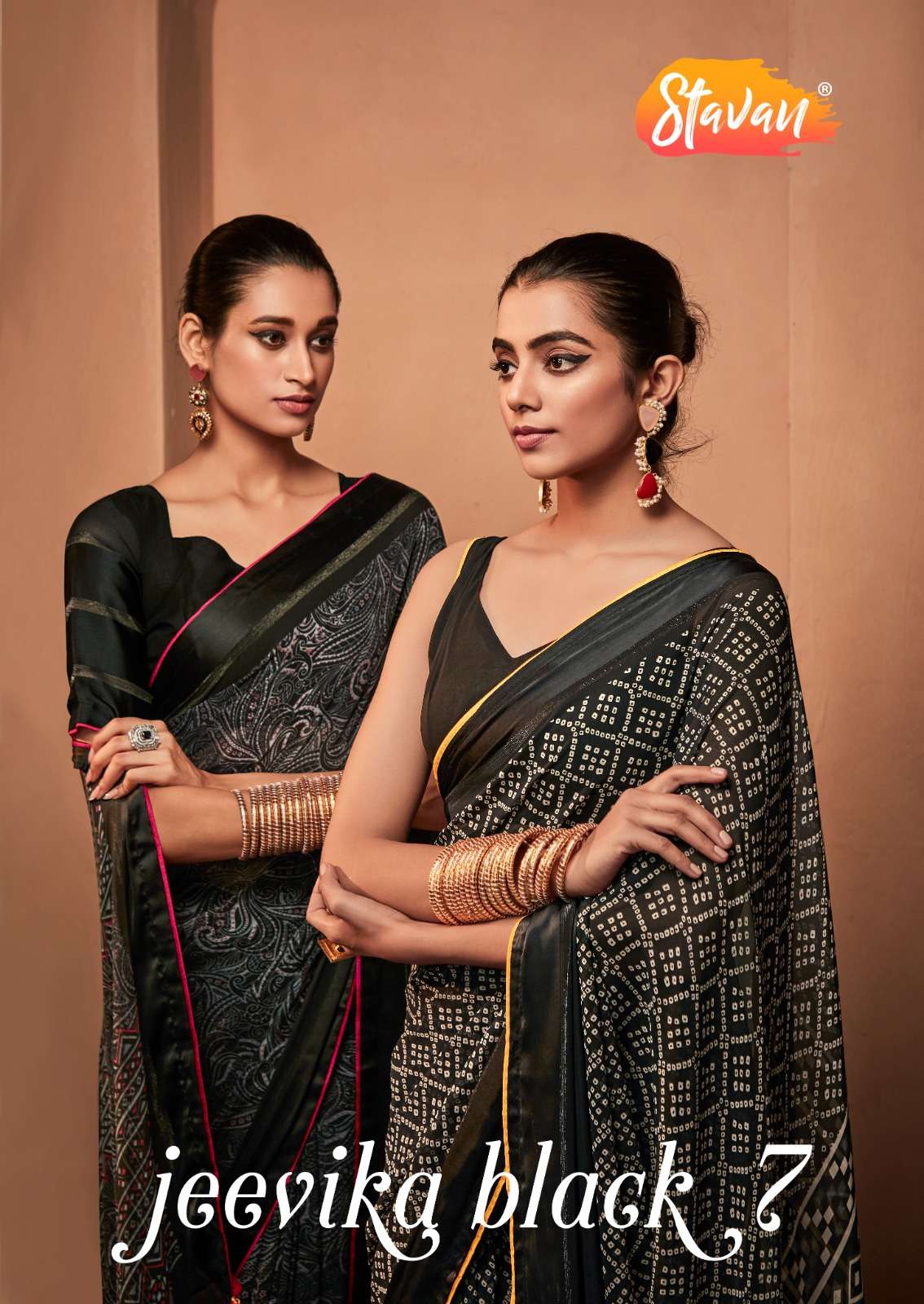 stavan jeevika black vol 7 adorable fancy wear saree collection 