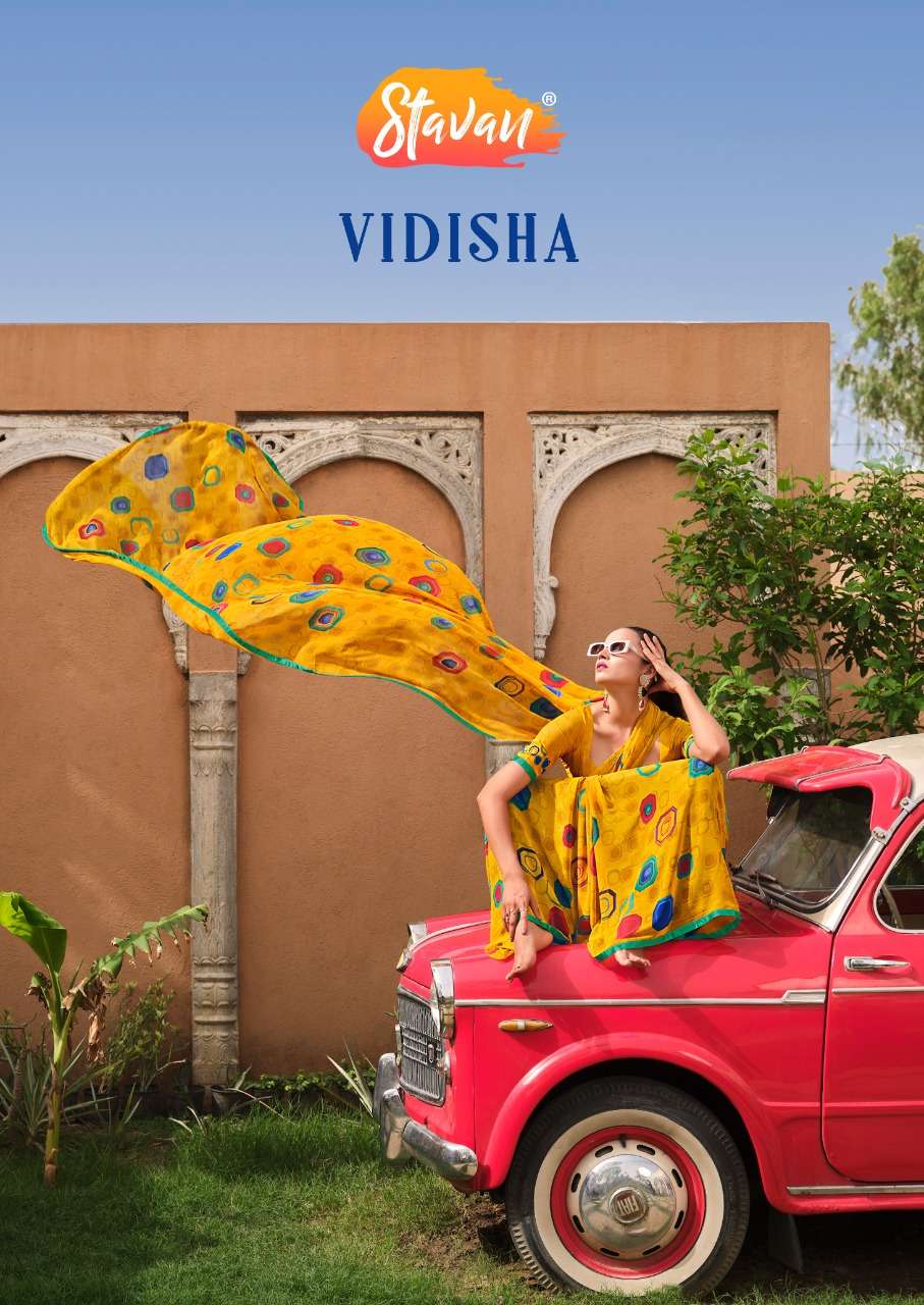 stavan present vidisha amazing fancy wear saree supplier 