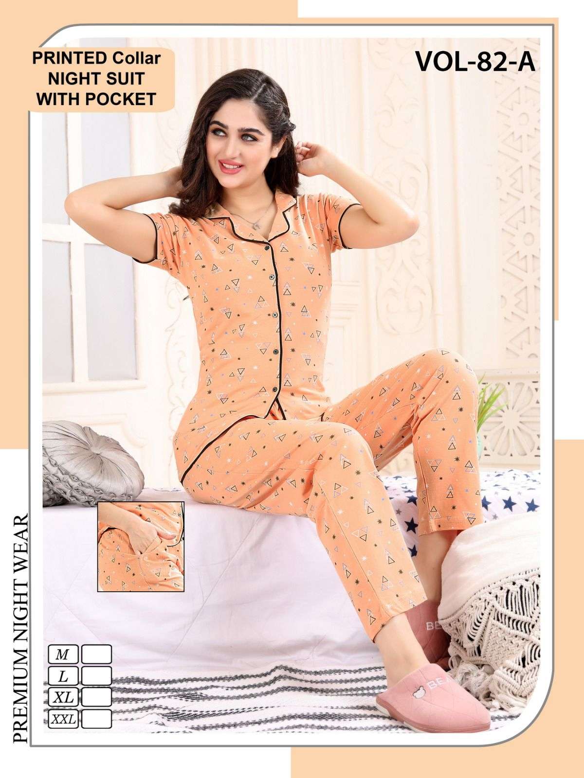  SUMMER SPECIAL COLLOR NS. VOL.82 A Heavy Shinker Hosiery Cotton Printed Night Suits CATALOG WHOLESALER BEST RATE