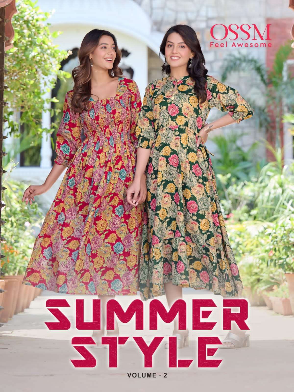 summer style vol 2 by ossm amazing foil print fancy long gown 
