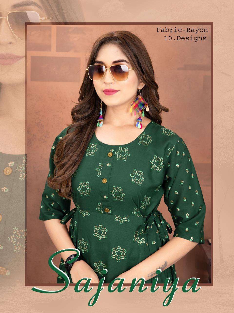 TRENDY SAJANIYA REYON PLAIN KURTI CATALOG WHOLESALER BEST RATE