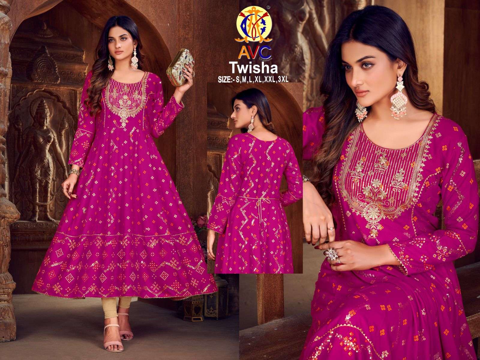 twisha by avc creation designer party wear printed full stitch gowns