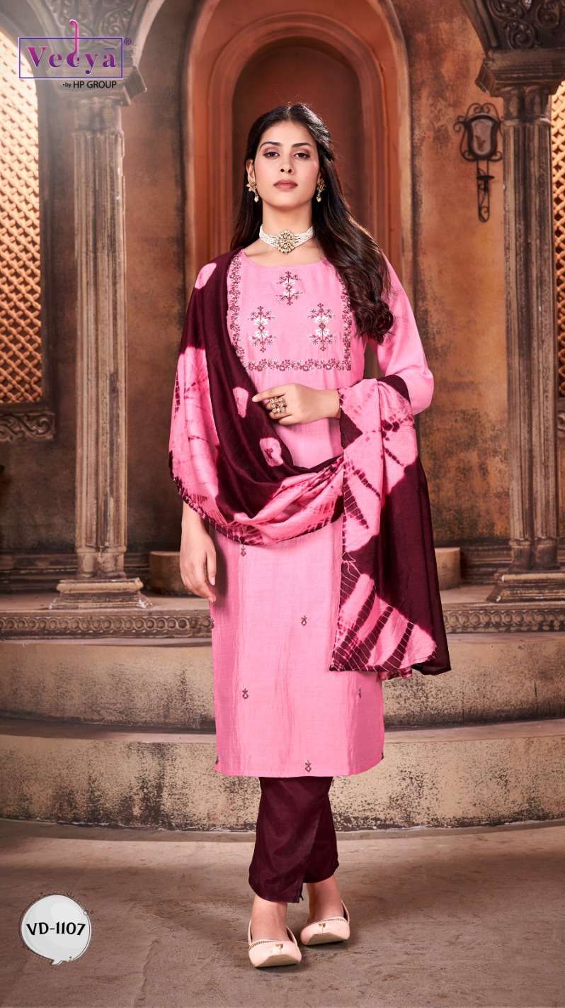 vedya launch rinaaz amazing embroidered work kurti with pant and dupatta
