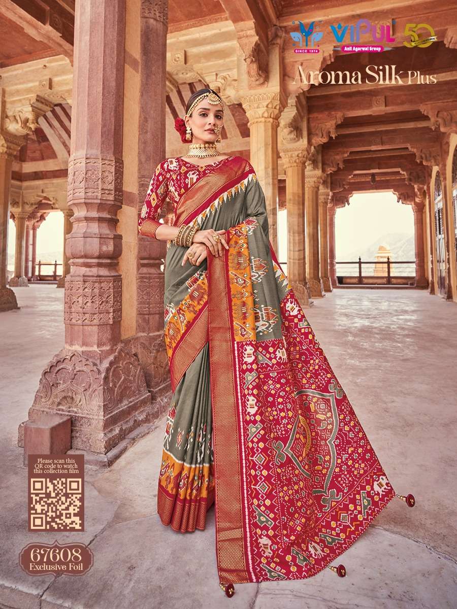 vipul fashion aroma silk plus designer patola saree collection 