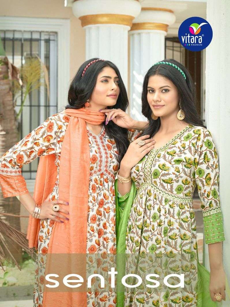 vitara fashion sentosa designer fancy alia cut kurti with pant and dupatta