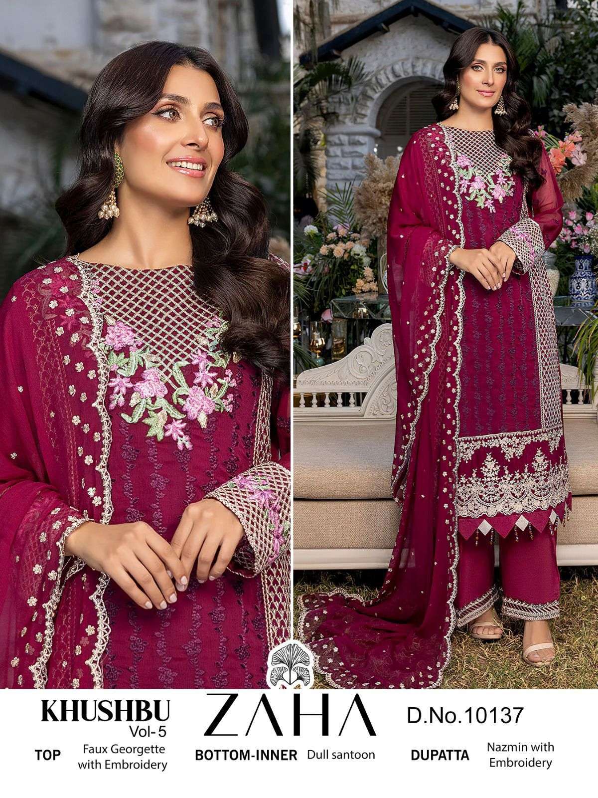zaha 10137 designer single pakistani suit 