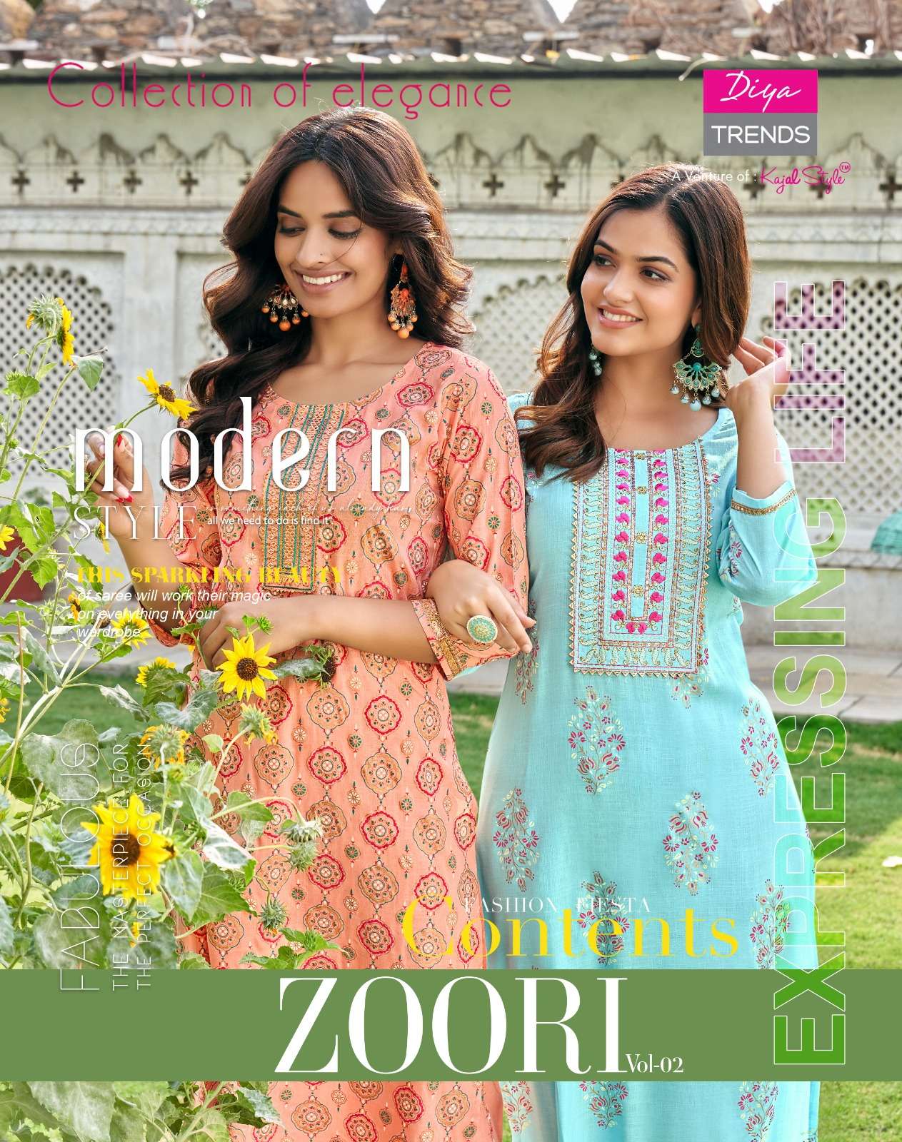 zoori vol 2 by diya trends designer 2 peice set fancy kurti with pant 