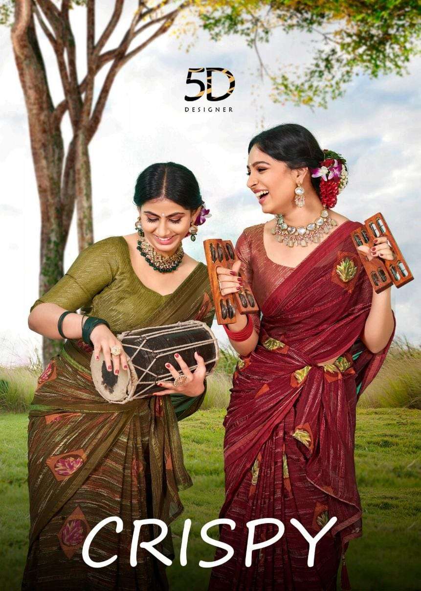5d designer present crispy 4309-4316 fancy weightless pattern sarees with jacquard blouse peices