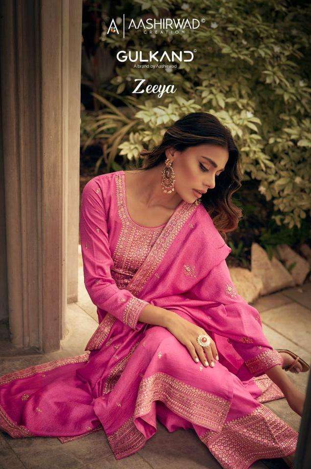 aashirwad gulkand present zeeya designer work unstitch silk salwar kameez collection 