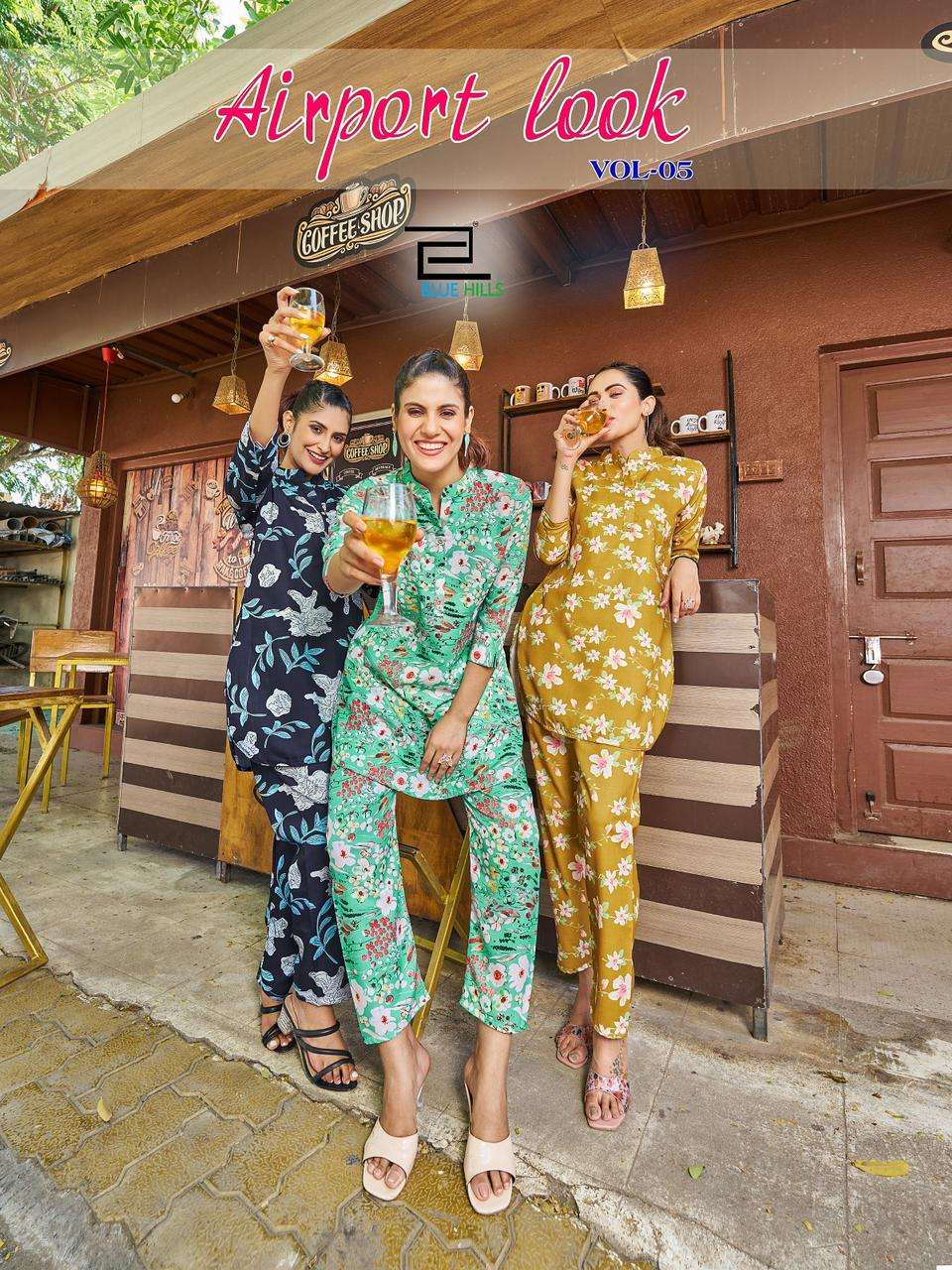 airport look vol 5 by blue hills fancy trendy cord set digital printed kurti with pant 