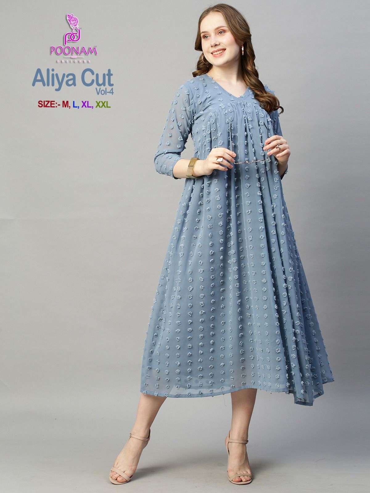 aliya cut vol 4 by poonam designer georgette butti alia cut fancy gown 
