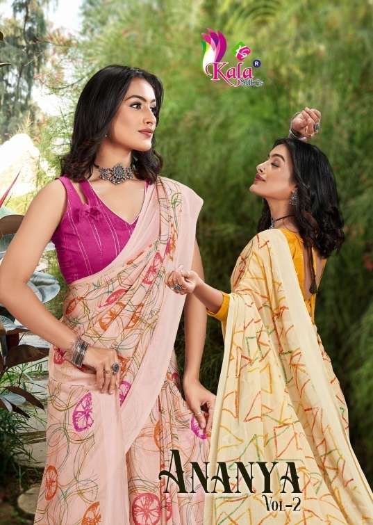 anaya vol 2 by kala silks fancy weiightless sarees wholesaler 