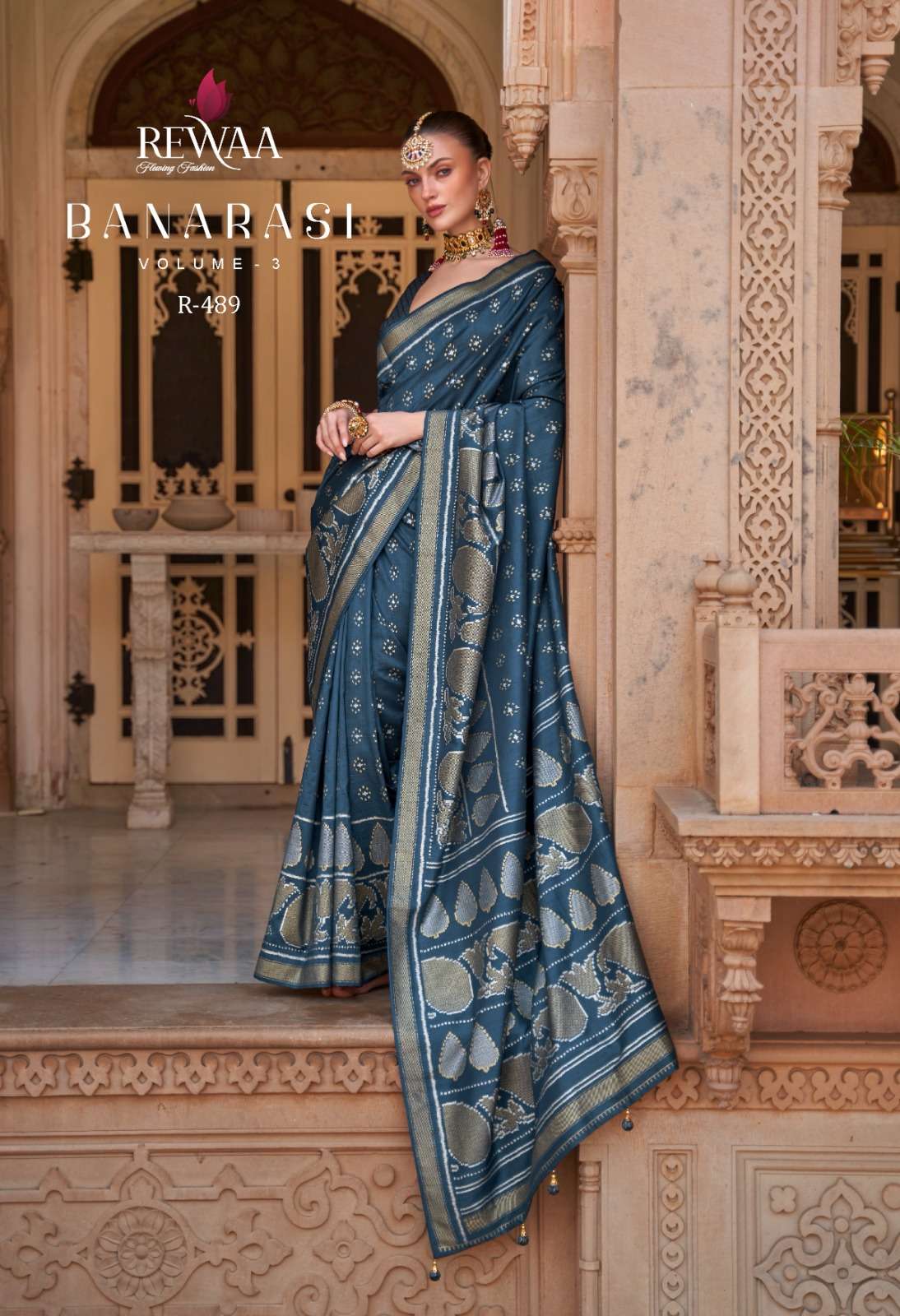 banarasi vol 3 by rewaa 487-489 designs colors banarasi silk sarees wholesaler 