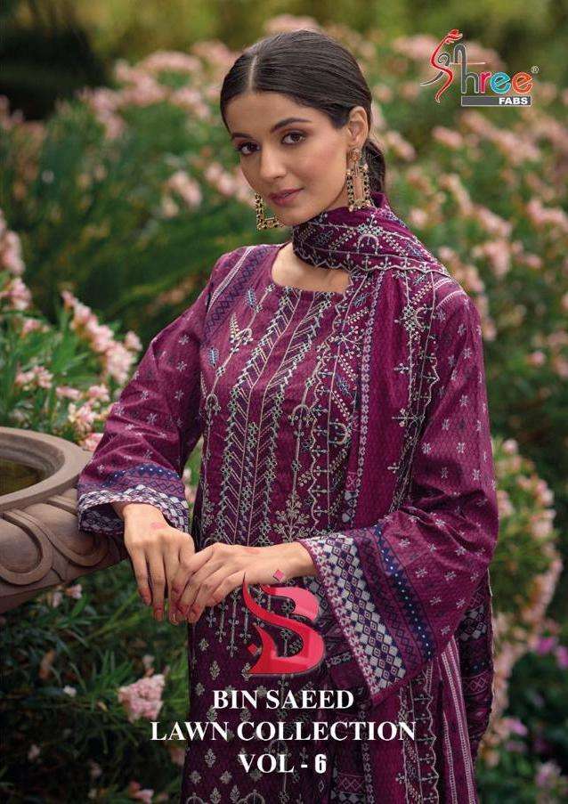 bin saeed lawn collection vol 6 by shree fab exclusive designer work pakistani salwar kameez supplier 