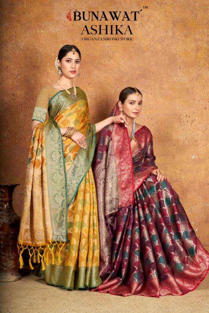 bunawat ashika designer organza saris wholesaler
