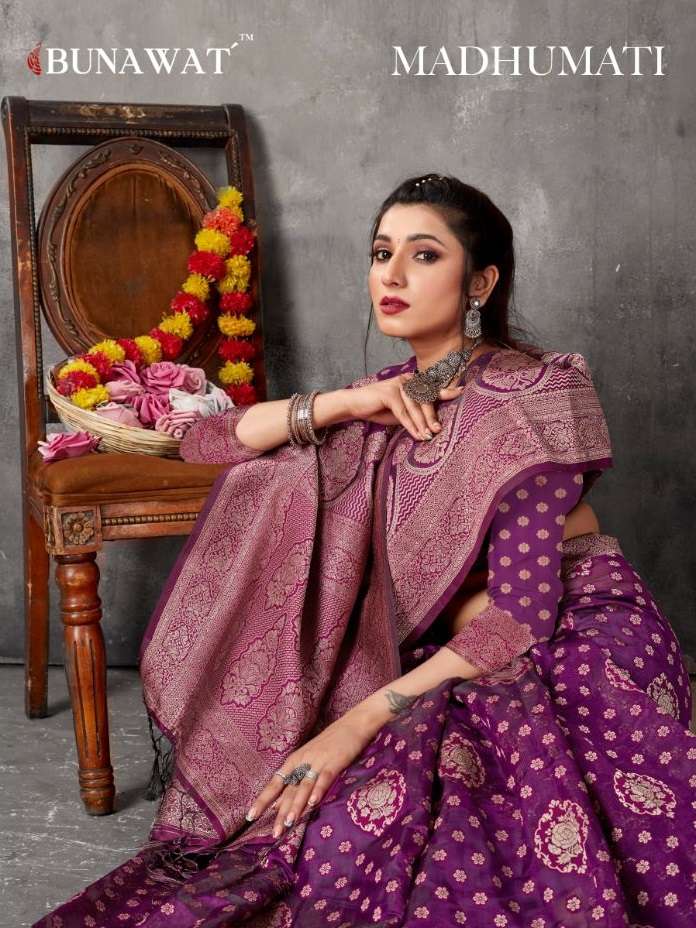 bunawat madhumati designer organza saris wholesaler