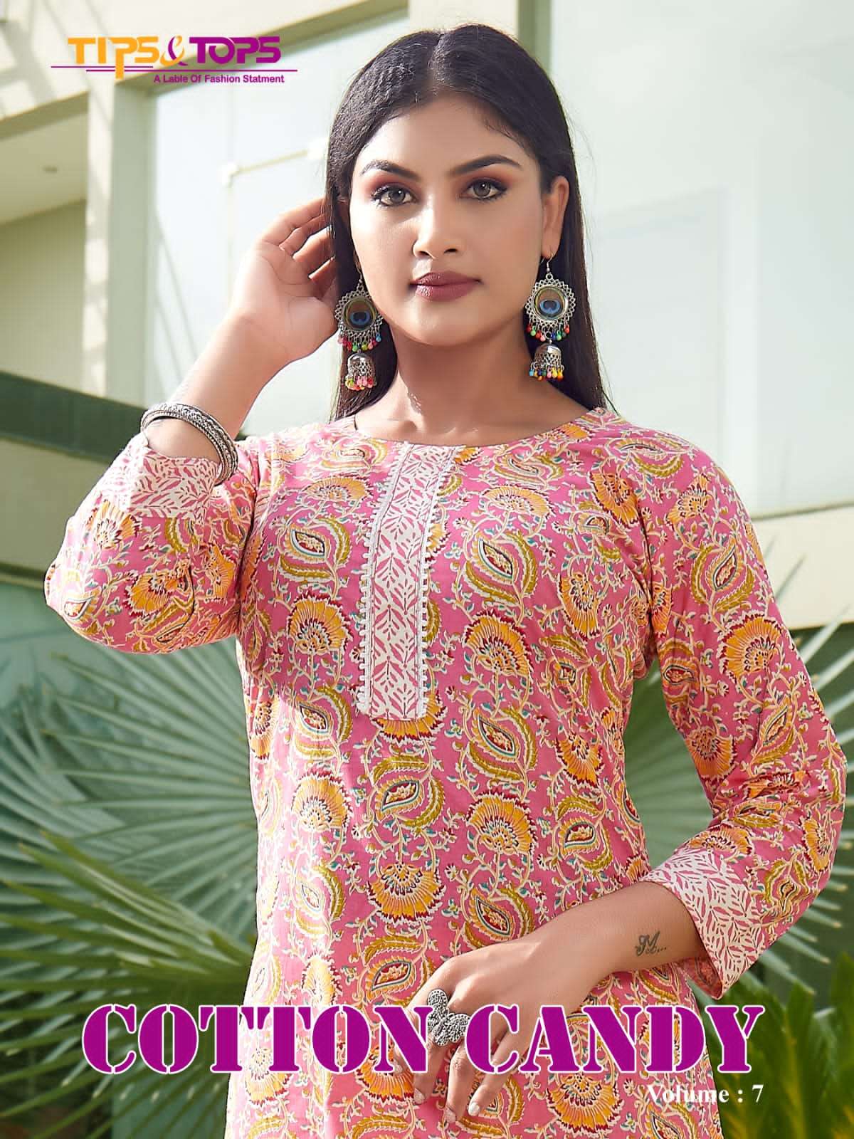 cotton candy vol 7 by tips & tops summer special printed kurti with pant 