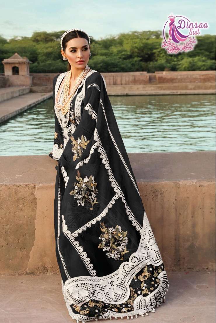 dinsaa 196 embroidery chikankari beautiful pakistani salwar kameez material 