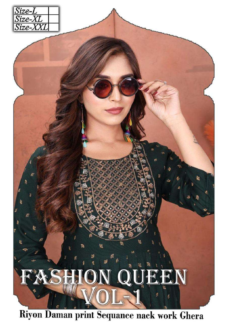 GOLDEN FASHION QUEEN VOL.1 RAYON KURTI CATALOG WHOLESALER BEST RATE