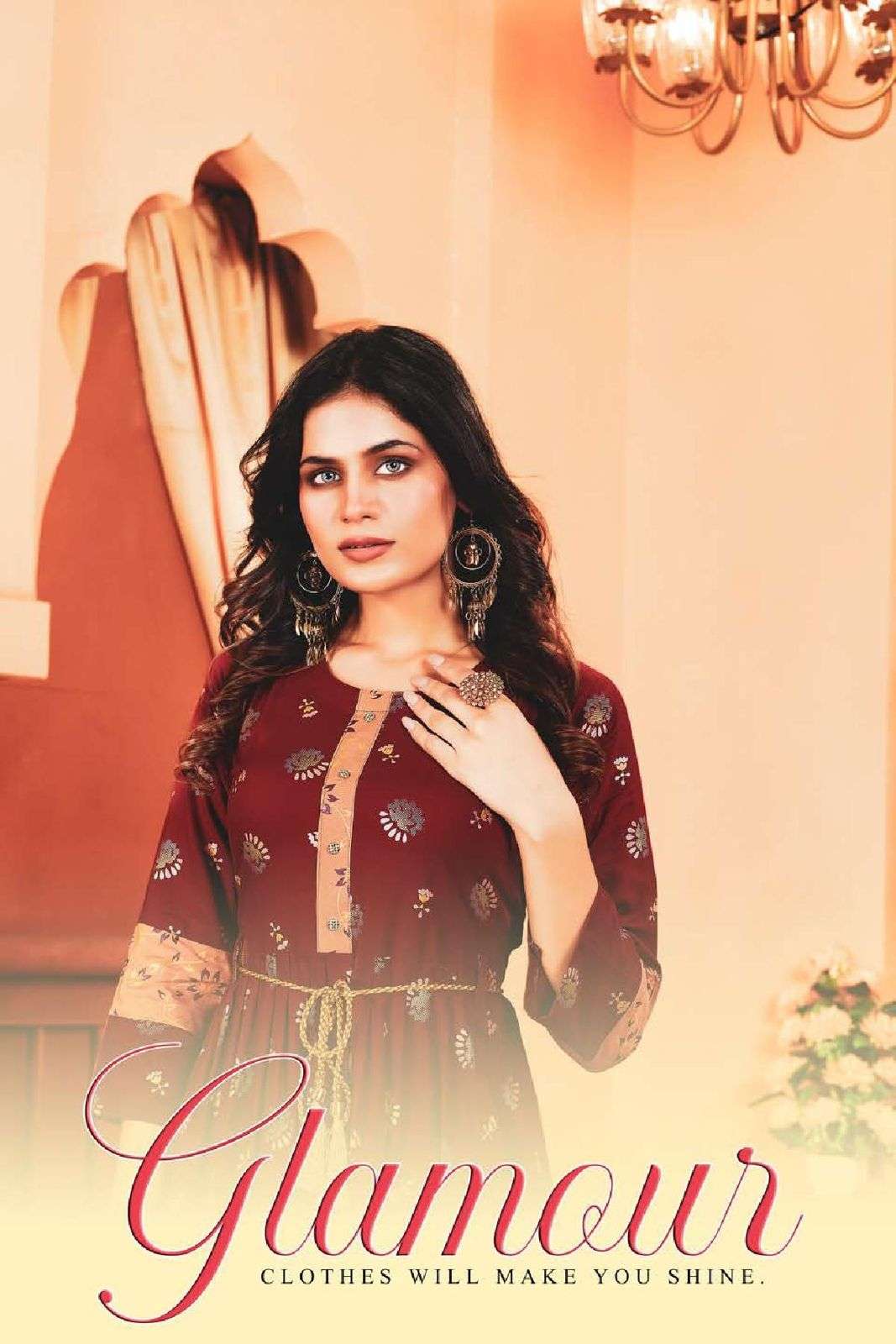 GOLDEN GLAMOUR Fancy fabric Of Rayon 14 Kg Pearl Print KURTI CATALOG WHOLESALER BEST RATE