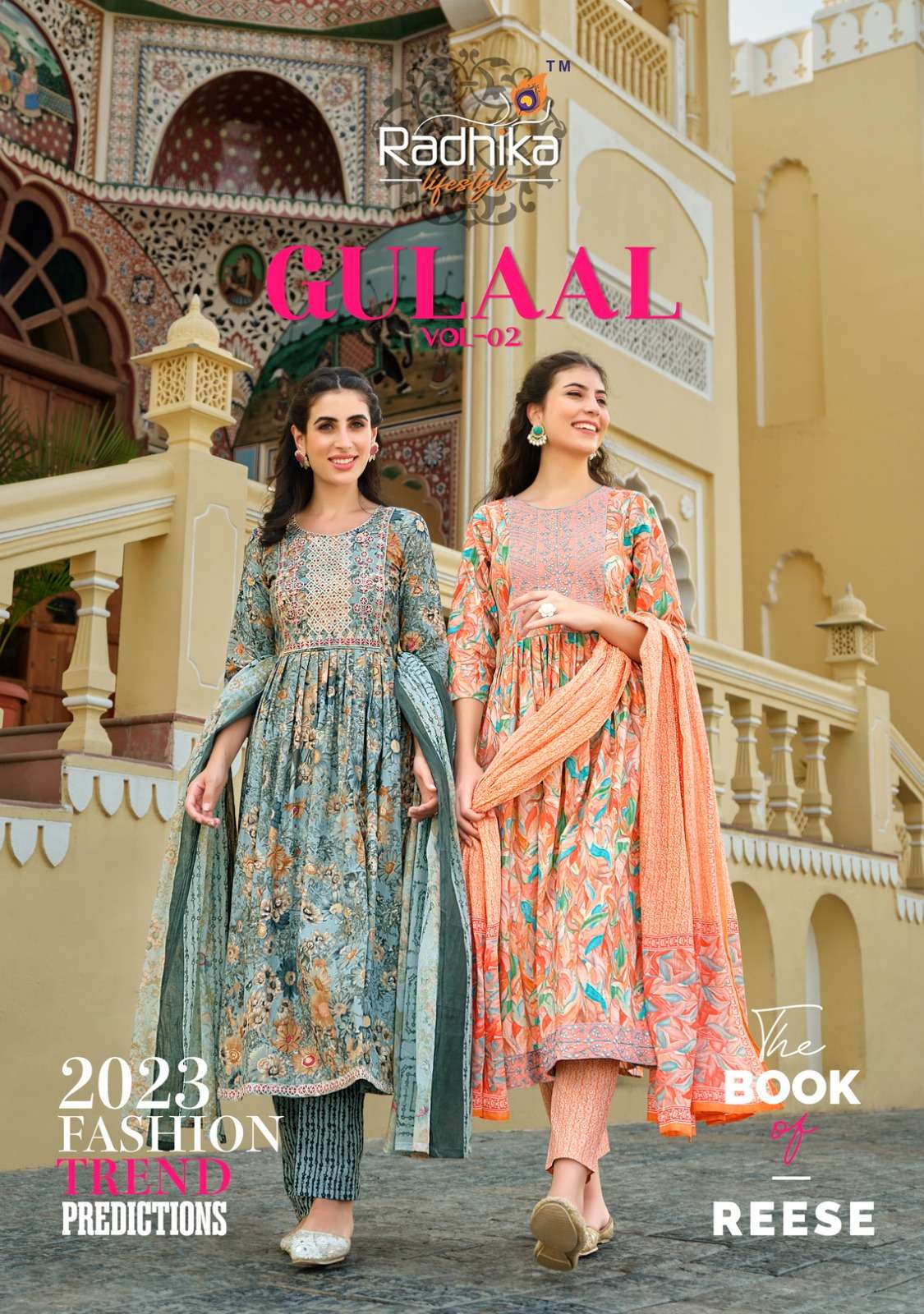 gulaal vol 2 by radhika lifestyle amazing printed nayra cut kurti with pant and dupatta
