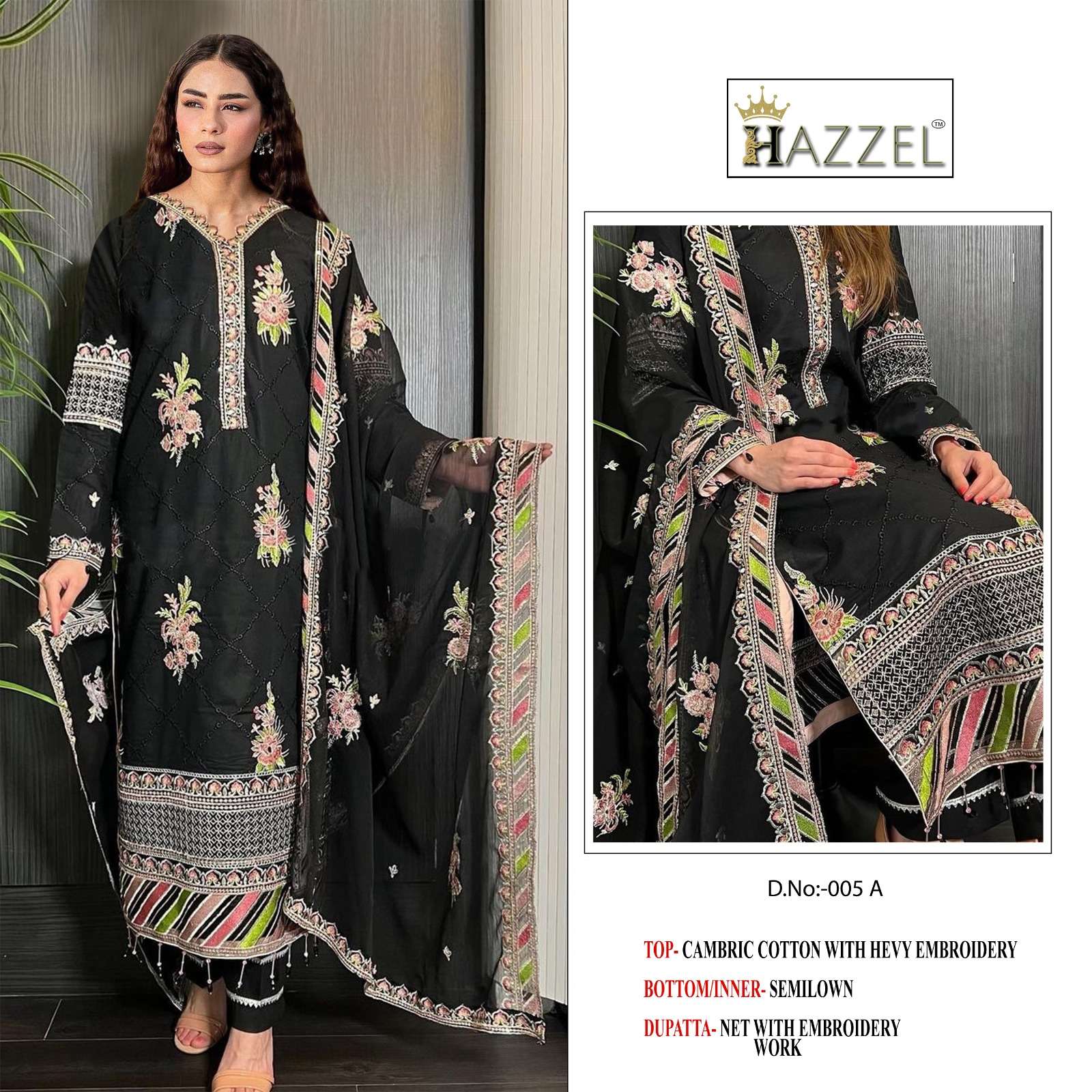 hazzel m 005 designer embroidered chikan work pakistani salwar kameez material