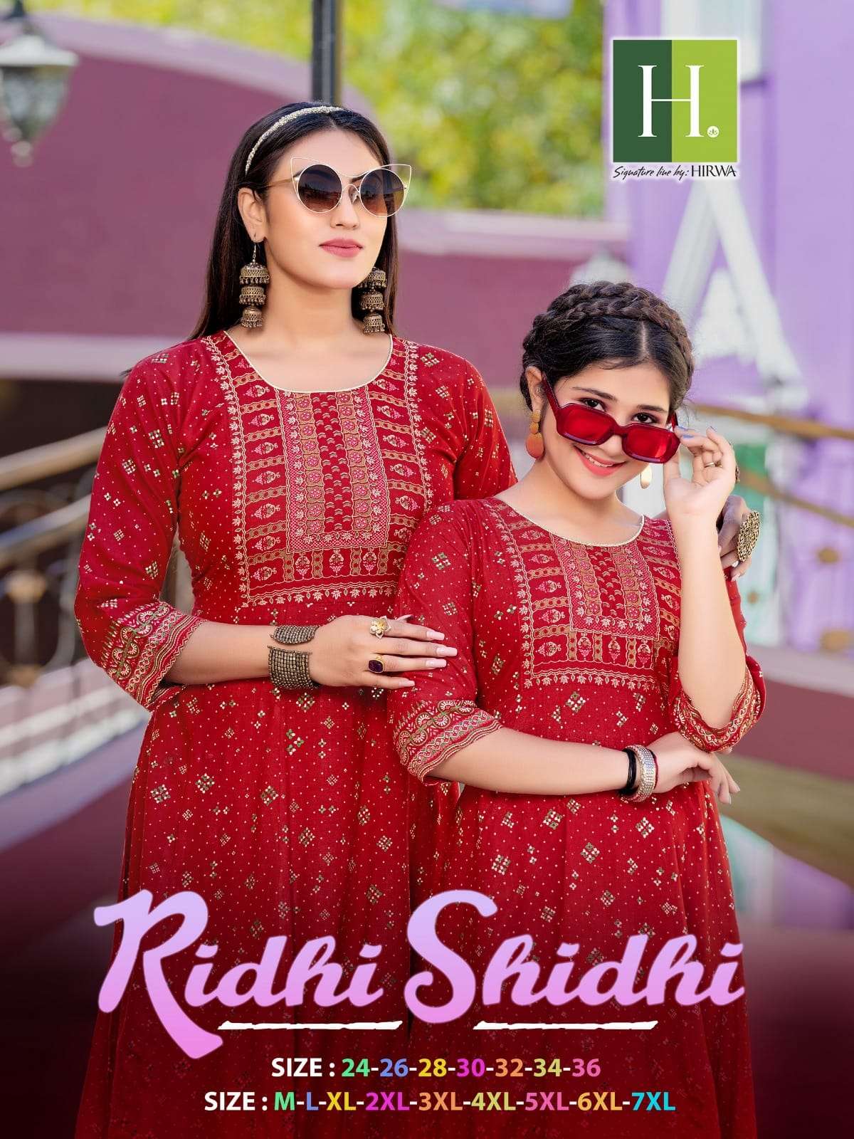 hirwa present ridhi shidhi fancy festive wear mother & daughter combo set anarkali kurtis 