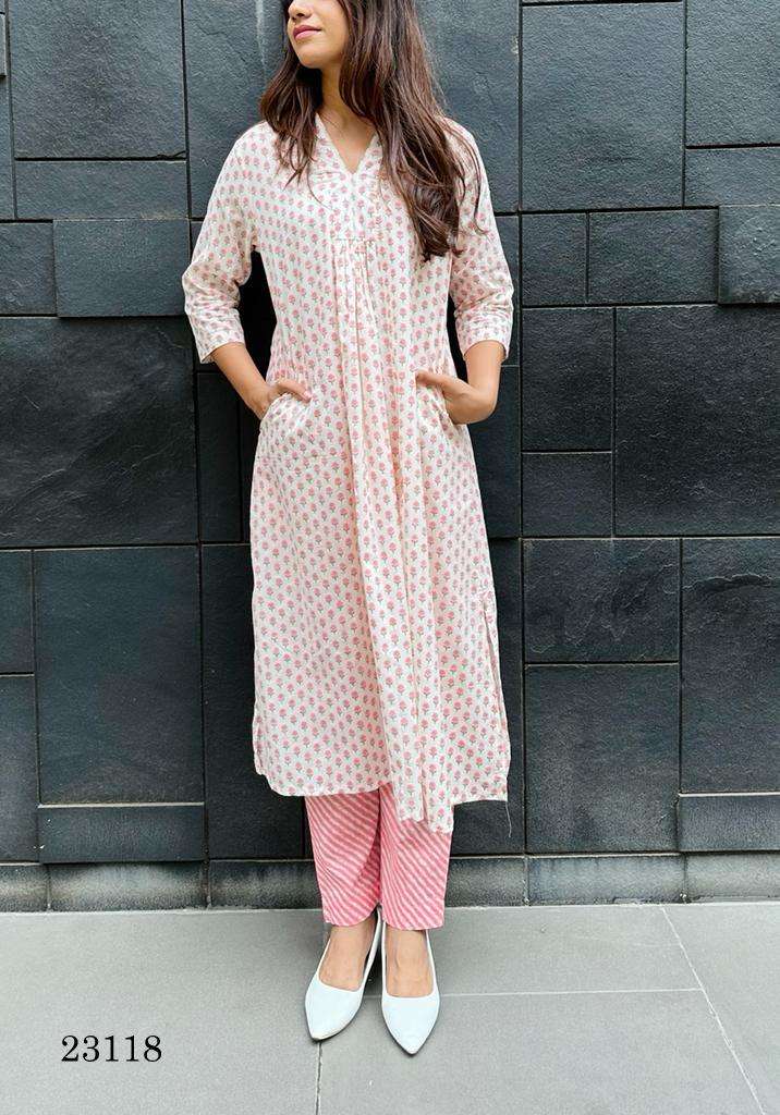 indira apparel 23118 fancy a line kurti with pant combo set 