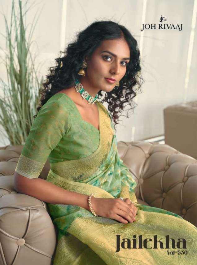 jailekha vol 330 by joh rivaaj fancy organza festive wear sarees collection 