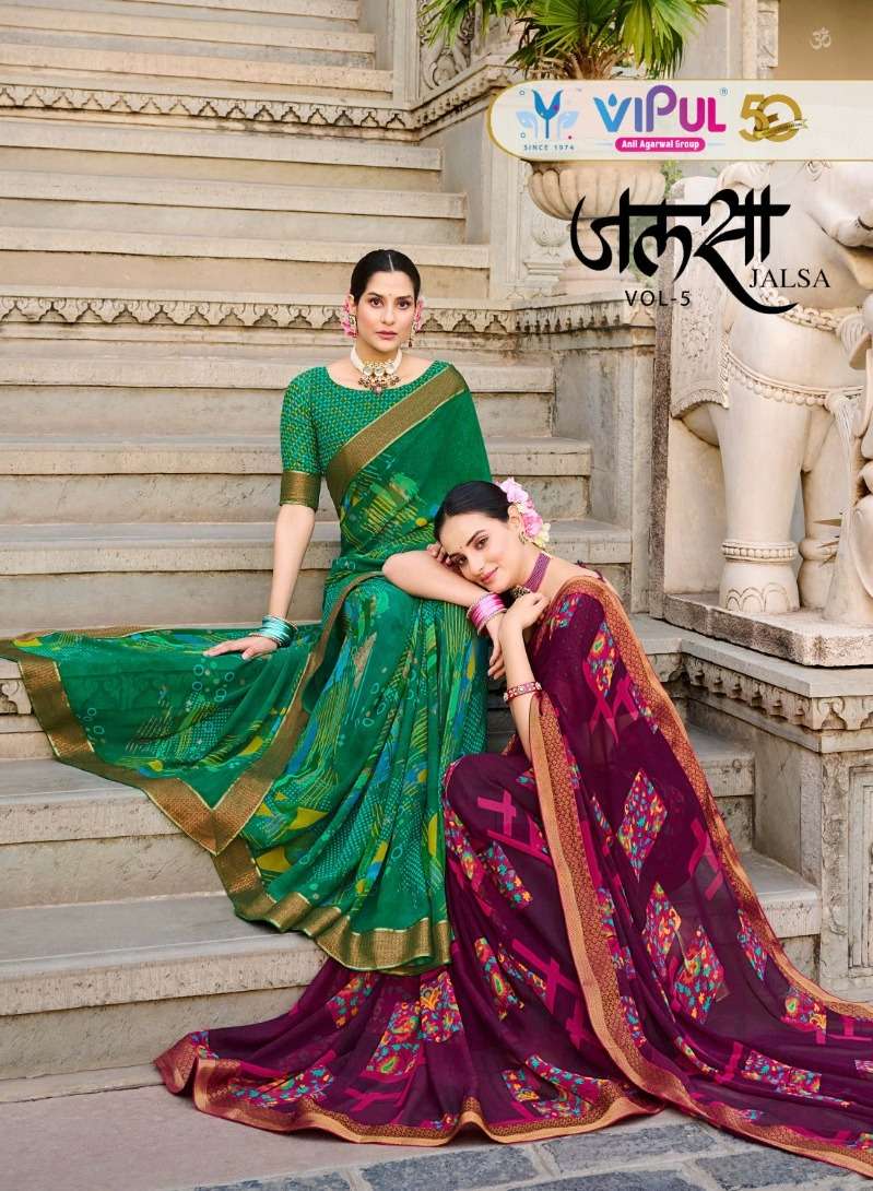 jalsa vol 5 by vipul fashion adorable printed saree with border wholesaler 