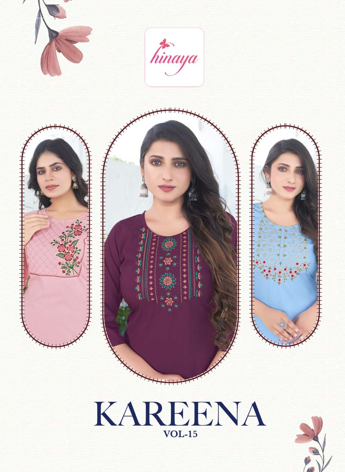 kareena vol 15 by hinaya fancy work rayon lining adorable kurtis collection
