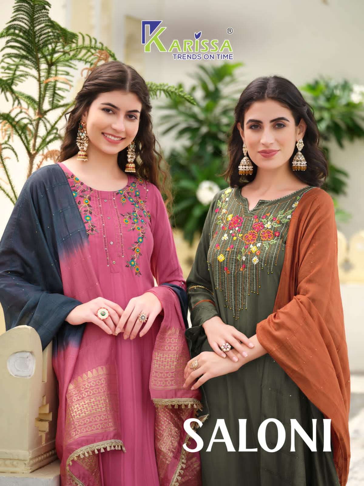 karissa present saloni casual wear fancy threadwork kurti with pant and dupatta 
