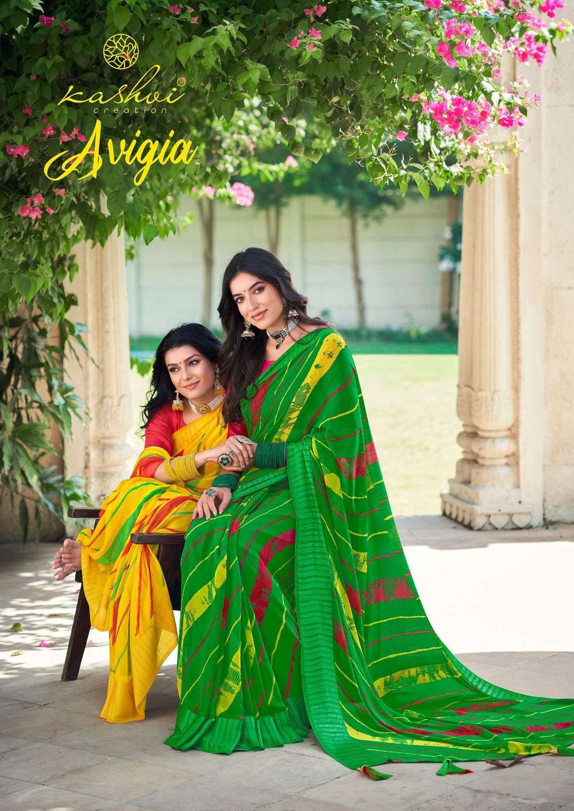 kashvi creation avigia fancy georgette casual wear sarees collection 