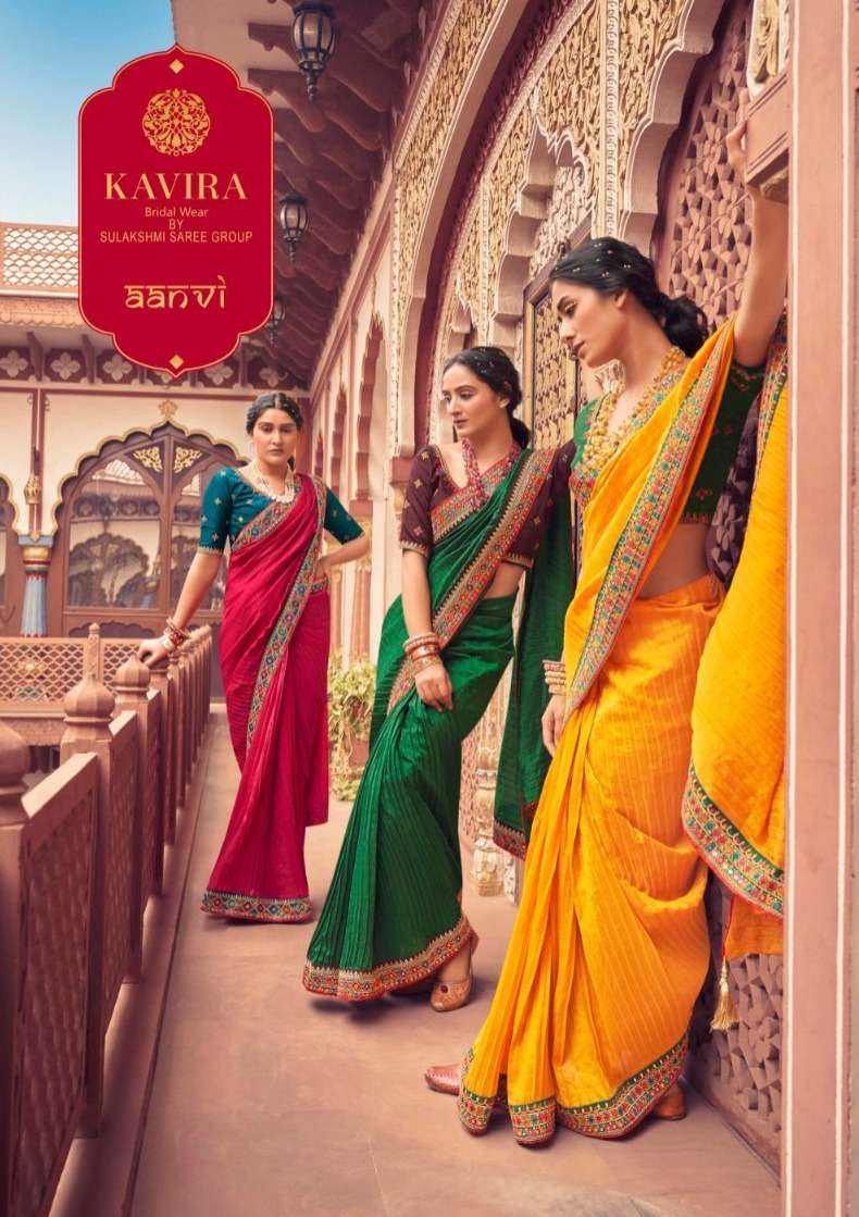 kavira present aanvi 1001-1009 designer festive wear fancy sarees wholesaler