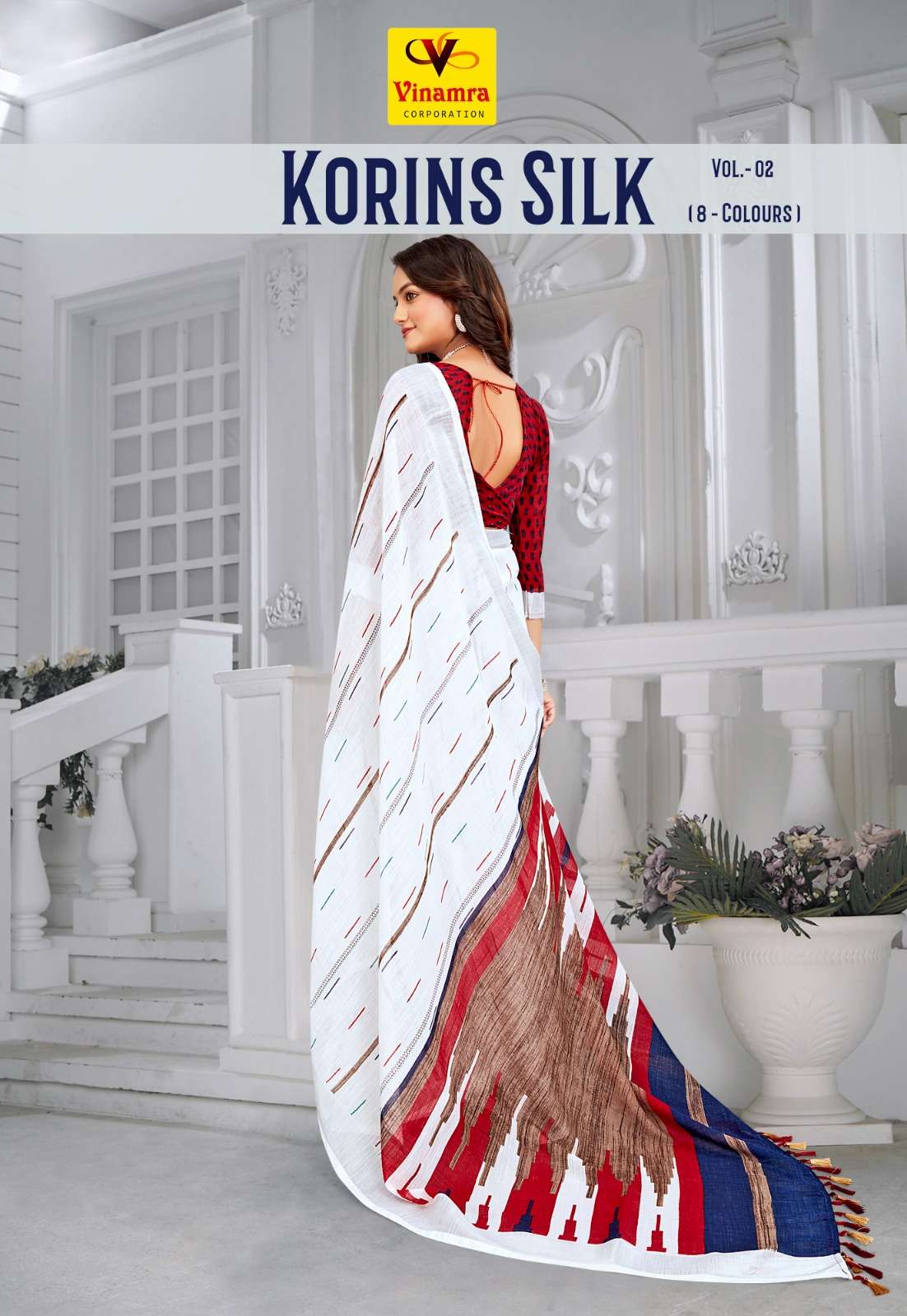 korins silk vol 2 by vinamra amazing linen patta sarees wholesaler