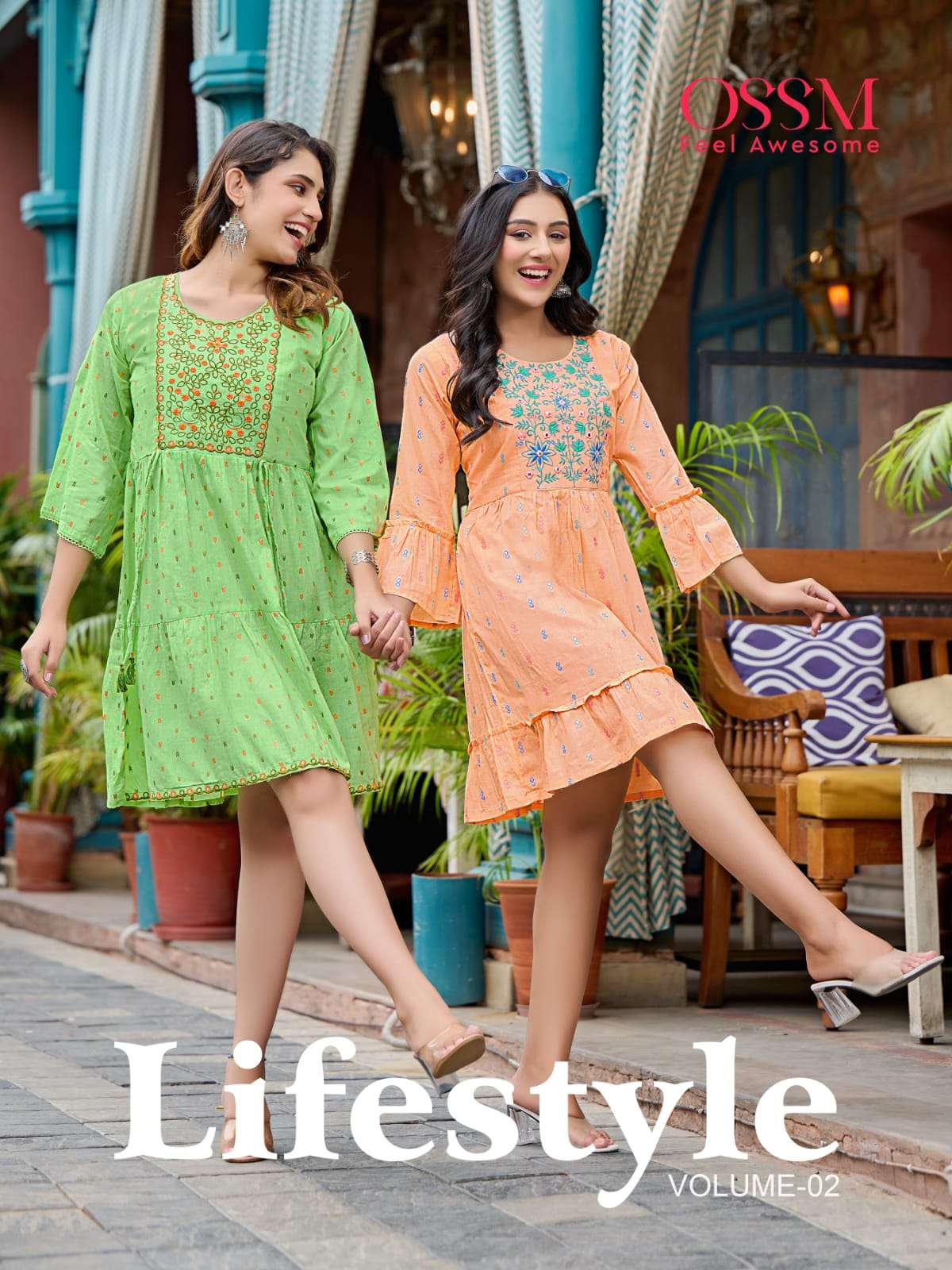lifestyle vol 2 by ossm fancy wear girls short kurtis 