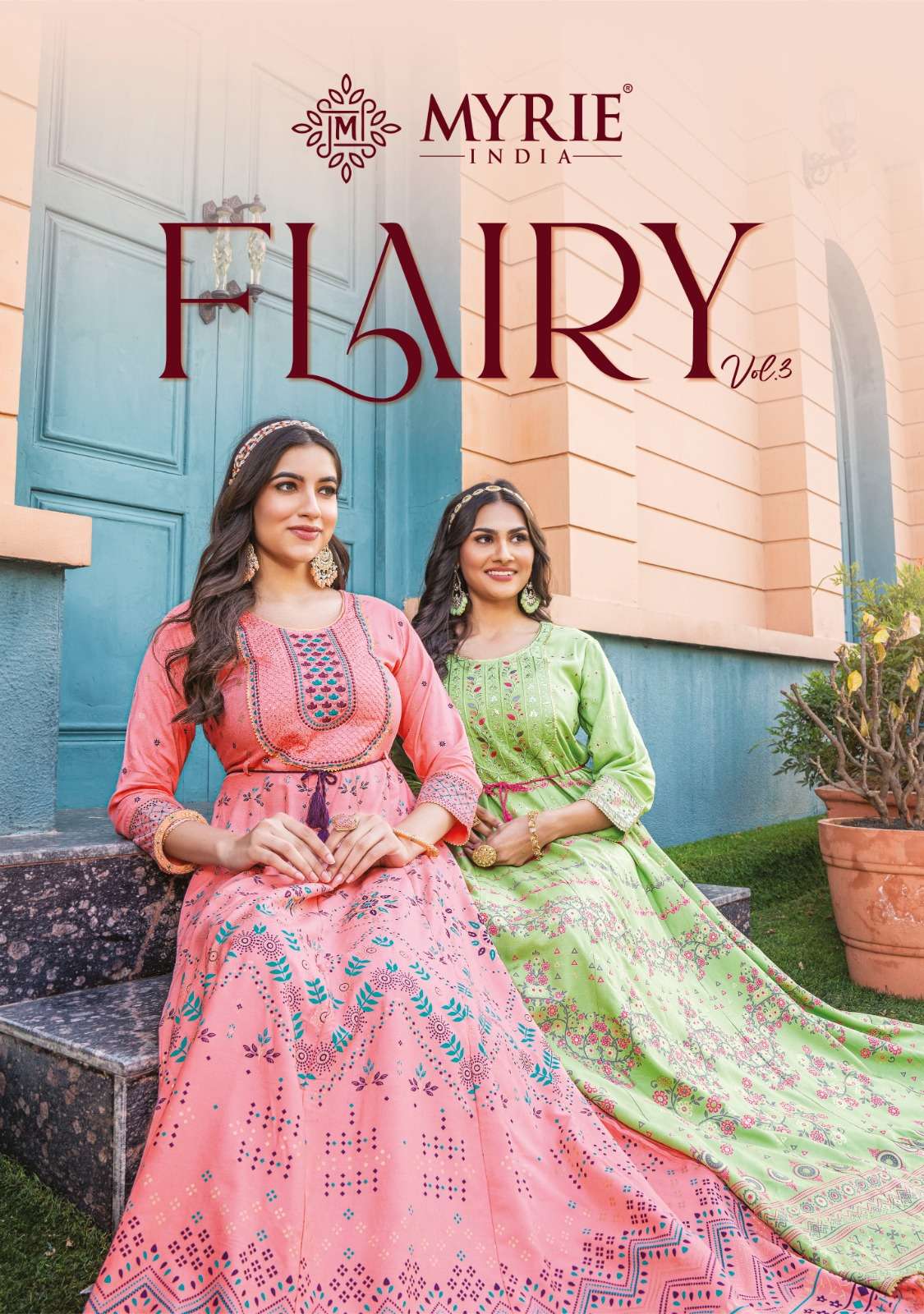 mayree india present flairy vol 3 designer rayon printed fancy long gowns collection