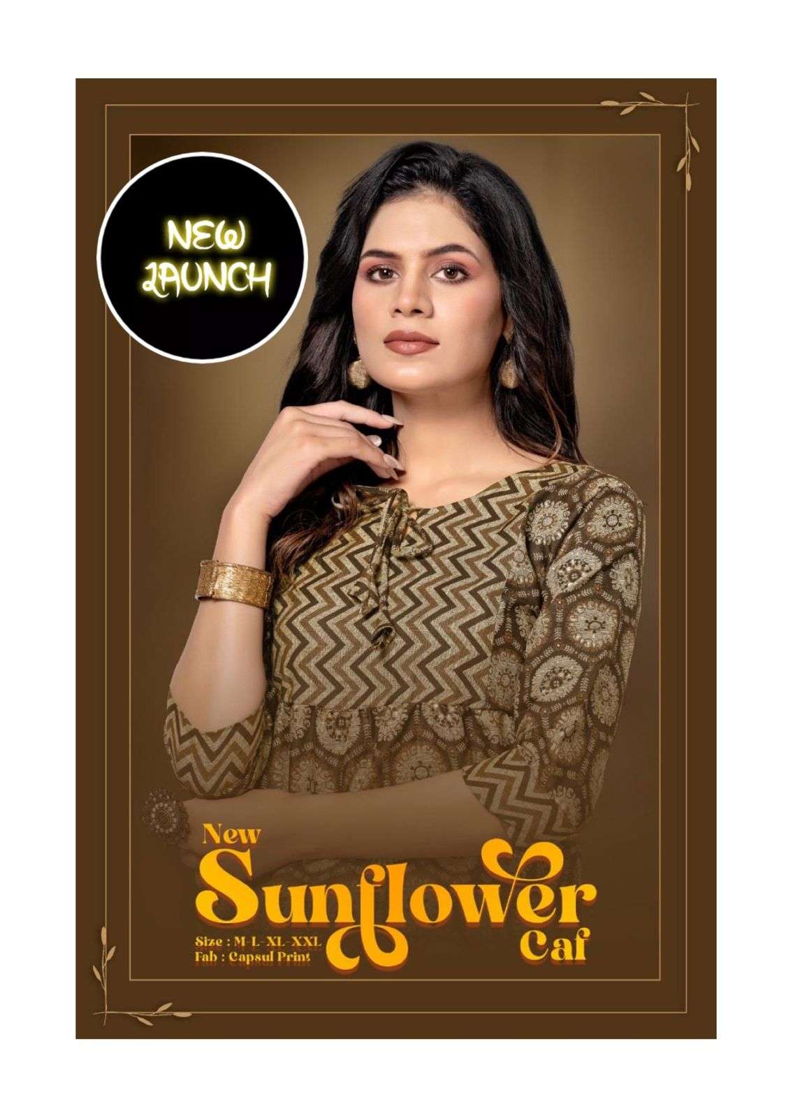 NEW SUN FLOWER CAF HEAVY CAPSUL RAYON PRINTED KURTI CATALOG WHOLESALER BEST RATE