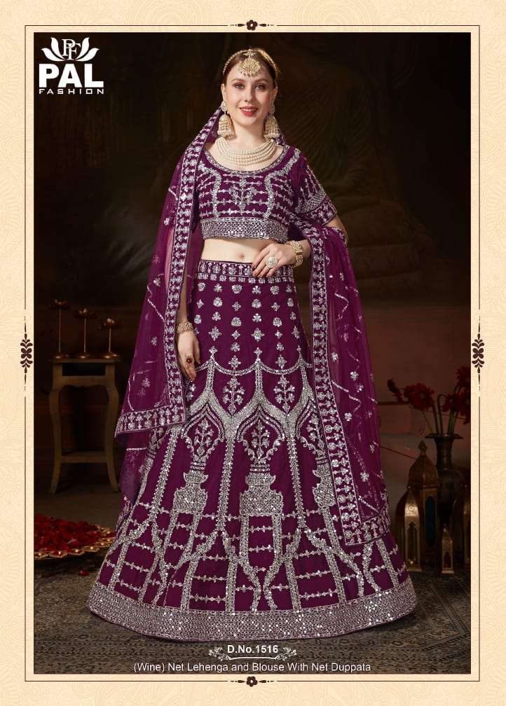 pal fashion 1516-1621 premium net designer heavy work wedding lehenga choli supplier 