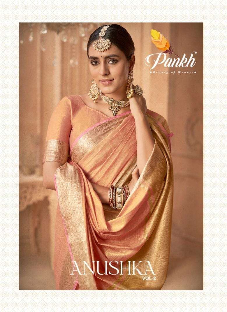 pankh present anushka vol 2 6101-6111 designer festive wear linen tissue silk sarees 